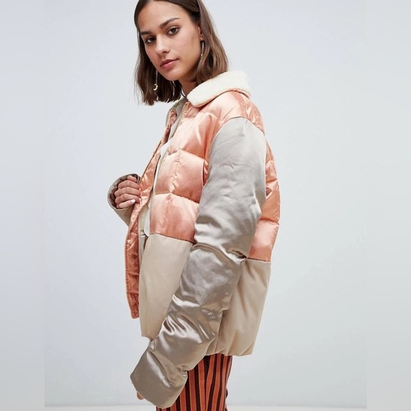 Maison Scotch Teddy-Collar Satin Bomber Jacket Size XS - Picture 2 of 16